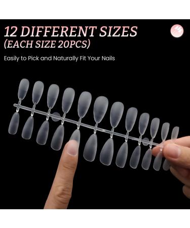 Lea-Shall Almond Shape Nail Tips Set - 240 Pre-shaped Gel Fake Nails Short Full Cover 12 Sizes for Artistic Acrylic Designs - Buy Online on GoSupps.com