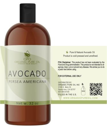 100% Pure Avocado Oil - Unrefined Cold Pressed Non-GMO | 32 oz Bulk Carrier for Skin Hair Nails & Body - Vegan & Fair Trade - Buy Online on GoSupps.com