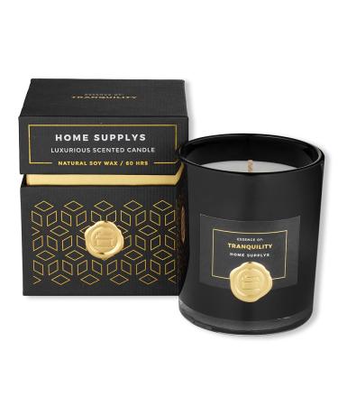 Large Oud Candle Organic/Vegan Scented Soy Wax (280 g/ 60 hrs) - Tranquility Heavenly Blend of Oud Fine Roses Bamboo & Eucalyptus | Gift for Women & Men | Home Supplys Oud Woods "Tranquility" 280 g (Pack of 1)