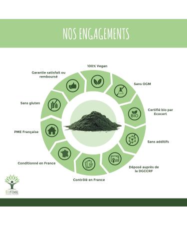 Spiruline Bio - 65% Prot ines 14% BCAA 17% Phycocyanine Fer - Energie Sport Immunit - 100% Pure en Poudre - Bioptimal Marque Fran aise -Conditionn en France - Certifi Ecocert - 100 g 100 g (Lot de 1) - Buy Online on GoSupps.com