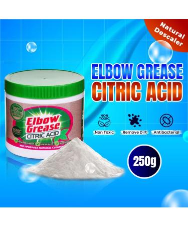 Elbow Grease Citric Acid 250g 2Pk and 1 x Microfiber Cloth & Sponge - Natural Descaler & Degreaser Cleans Stubborn Stains Removal Rust & Limescale - Countertops Appliances Elbow Grease Citric Acid - 250g - Buy Online on GoSupps.com