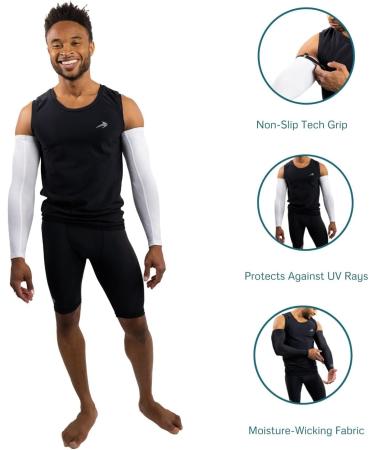 CompressionZ UV Protection Compression Arm Sleeve White 1p M for Men & Women - Buy Online on GoSupps.com
