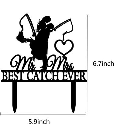 ximoogoooz Funny Fishing Wedding Cake Topper - Best Catch Ever - Groom Hugging Bride Fishing Couple Cake Topper Mr&Mrs Wedding Cake Topper (Fishing Couple) - Buy Online on GoSupps.com