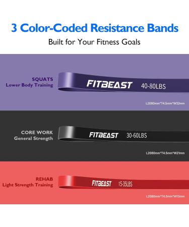 FitBeast Resistance Bands Set - 3 Levels for Strength Training Crossfit Yoga & Rehabilitation | Full-Body Workout & Muscle Toning - Buy Online on GoSupps.com