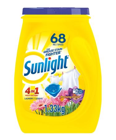 SUNLIGHT 4-in-1 Multi Action Laundry Detergent Morning Fresh 68 Count Yellow