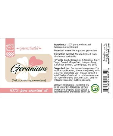 GreenHealth Geranium Essential Oil 1/3 fl oz (10 ml) Glass Bottle 100% Pure - Buy Online on GoSupps.com