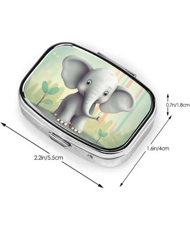 Lovely Elephant Printing Small Pill Case - Cute 2 Compartment Travel Pill Box Organizer for Purse - Perfect Gift - Buy Online on GoSupps.com