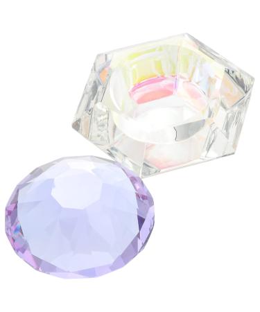 Healeved Glass Pen Cup Dazzle Nail Polish Manicure Nail Art Bowl Nail Glass Crystal Cup Mini Glass Nail Cup Nail Art Dappen Dish Dappen Jar Clear Nail Polish Holder Mini Nail Powder Liquid 7x7cm As Shown