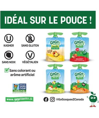 GoGo squeeZ Fruit Sauce Variety Pack Pineapple Passion Fruit Strawberry Pear Mango No Sugar Added. 90g per pouch Pack of 20 - Buy Online on GoSupps.com