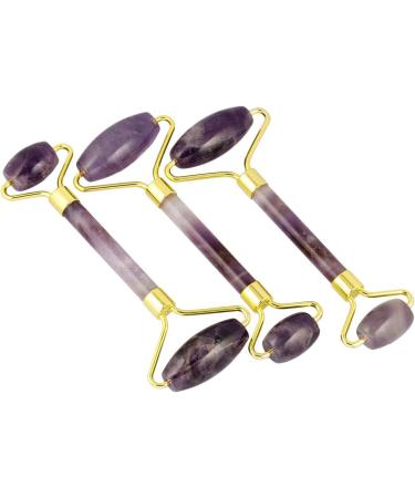 Rockcloud Amethyst Crystal Stone Roller Massager - Anti-Aging Face & Neck Therapy Tool for Wrinkle Healing & Slimming | International Shipping - Buy Online on GoSupps.com