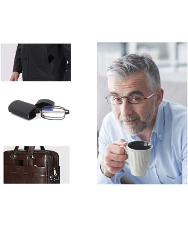 Buy Cokobin Foldable Reading Glasses +2.5 | Mini Anti-Blue Steel Reading Aid for Men & Women | Includes Hard Shell Case | International Shipping - Buy Online on GoSupps.com