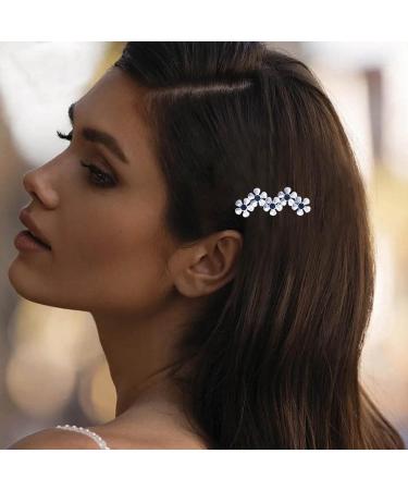 Aneneiceera Crystal Flower Hair Clip Black Hair Clip One Word Clip Rhinestone Hair Pin Headwear Decorative Hair Pins Headwear Bridal Hair Accessories for Women and Girls (Black) - Buy Online on GoSupps.com