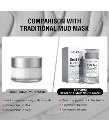 BACHERI Dead Sea Mud Mask for Face - Pore Reducer, Acne & Blackhead Treatment | Deep Cleansing & Moisturizing Dead Sea Mask Stick - Buy Online on GoSupps.com