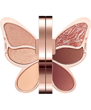 Butterfly Shape Eyeshadow Palette with 6 Shades | Ultra-Blendable High Pigmented Matte Glitter Eye Shadow Pallet High Pigmented Waterproof Eye Makeup Long Chocolate Mousse Color - Buy Online on GoSupps.com