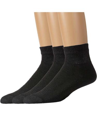 Veracco Diabetic Ankle/Quarter Cotton Socks for Men (3 Packs) 10-13 Black | Non-Binding Wide Top for Comfort and Support - Buy Online on GoSupps.com