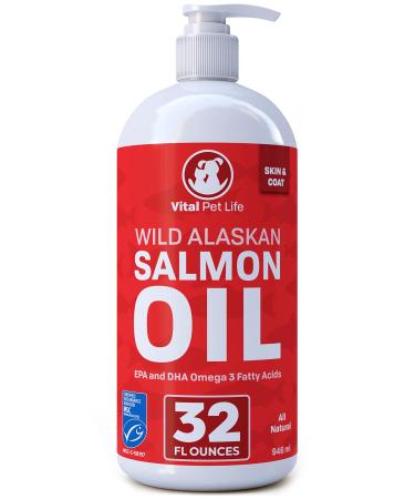 Salmon Oil for Dogs & Cats, Fish Oil Omega 3 EPA DHA Liquid Food Supplement for Pets, All Natural, Supports Healthy Skin & Coat, Joint & Bone Health, Natural Allergy Inflammation & Immune Defense 32 Ounce Salmon Oil