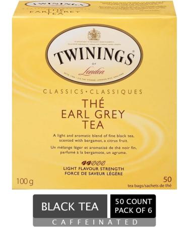 Twinings Classic Earl Grey Individually Wrapped Tea Bags | Caffeinated Black Tea Enhanced with Bergamot Citrus | 50 Count (Pack of 6) Earl Grey 50 Count (Pack of 6) - Buy Online on GoSupps.com