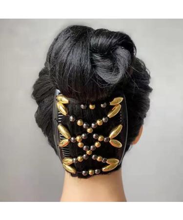 Lovef 3Pcs Comb Hair Clips for Women and Girls - Stylish Tribal Design in White, Black, and Gold - Fashionable Hair Accessories for Easy Dos - Buy Online on GoSupps.com