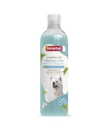 Beaphar - shampoo for white fur - supports the natural fur color - skin -friendly - with green tea and aloe vera - pH -neutral - 0% parabens silicones - fresh fragrance - vegan - 250 ml white fur - 250 ml