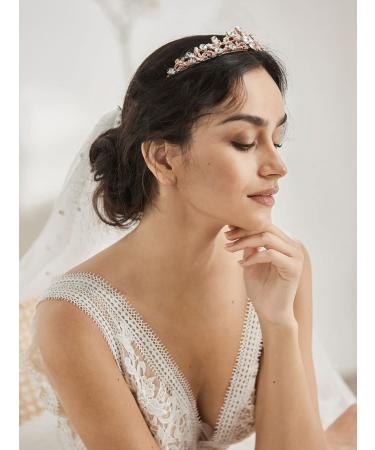 Sweetv Rose Gold Rhinestone Wedding Tiara for Women - Bridal Princess Crown Headband - Perfect for Birthday, Flower Girl - Style 1 - Buy Online on GoSupps.com