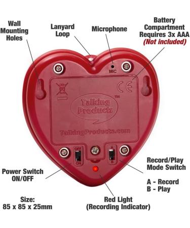 Voice Recordable Heart Button - 2 Minute Talking Plush Toy for Personalized Memory Bear or Baby Heartbeat Keepsake (Red) - Buy Online on GoSupps.com