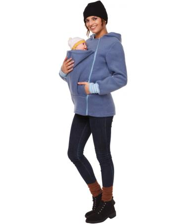 HAPPY MAMA Maternity Fleece Hoodie Duo Top Carrier Baby Holder 8-10 Blue - Buy Online on GoSupps.com