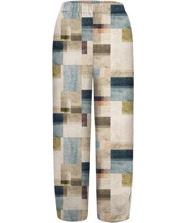 Gufesf Women's Summer Cropped Cotton Linen Capris Pants - Beige Large | Casual Loose Fit Trousers with Pockets - Wide Leg Pants - Buy Online on GoSupps.com