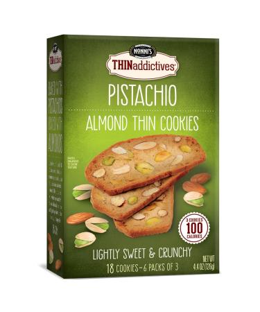 Nonni's THINaddictives Almond Thin Cookies - Pistachio Biscotti Italian Cookies - Almond Cookies - Cookie Thins - Sweet Crunchy & Chewy - Perfect w/ Coffee - Kosher - 4.4 oz, 3 Pack
