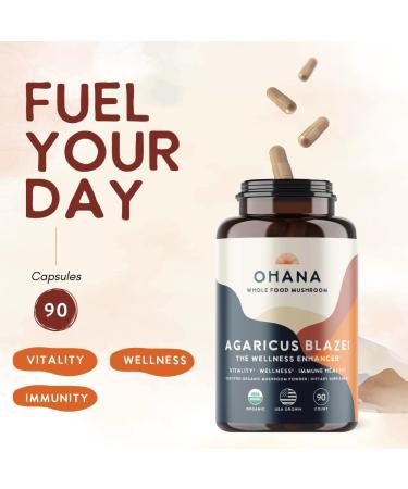 Ohana Agaricus Blazei Organic Mushrooms Blend USDA-Organic Whole Food Mushroom Supplement Non-GMO Gluten-Free 90-Capsule Bottle Pack of 1 Agaricus blazei Capsules 1 Count (Pack of 1) - Buy Online on GoSupps.com