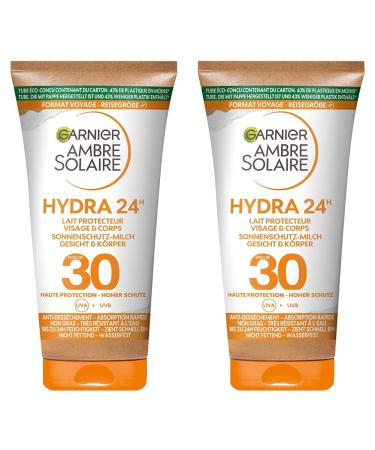 Garnier Ambre Solaire Sunscreen Moisturising Sun Protection Milk SPF 30ung (1 x 50 ml) (Pack of 2) 50 ml (Pack of 2)