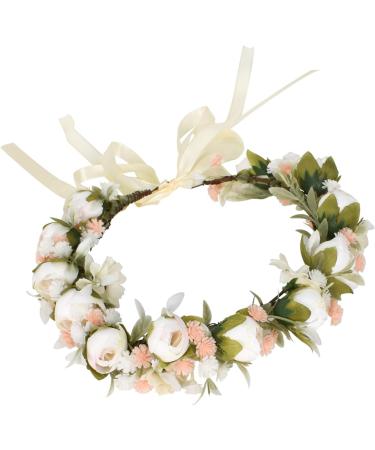 Flower Crown Headbands Boho Floral Headband Wreath Flower Headbands for Women Girls Floral Headband for Women Girl Wedding Ceremony Party Festival - White - Buy Online on GoSupps.com