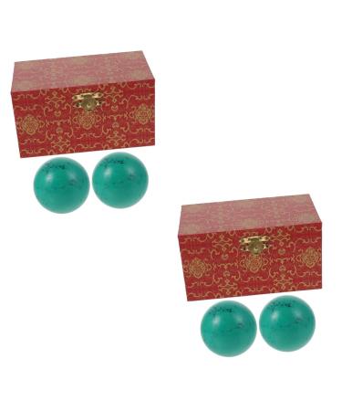 Beavorty 4 pieces of turquoise handball gemstones for tinkering chinese massage balls gift massage ball round massage balls creative spheres stress reduction gymnasium ball