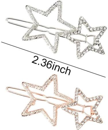 Star Hair Clips Pins 4PCS Star Hairpin Hair Barrettes Elegant Metal Hair Clips Rhinestone Hairpin Silver Golden Hollow Geometric Hair Pins for Women Girls Lady Thick Hair Styling Accessories - Buy Online on GoSupps.com
