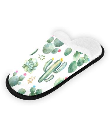 RPlife Spa slippers green watercolor cactus succulent multicolored soft guests slippers comfortable women slippers house guests slippers Large green watercolor cactus succulents multicolored