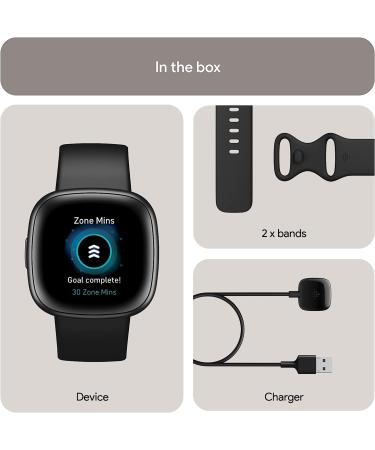 Fitbit Versa 4 Fitness Smartwatch | GPS | Daily Readiness | 24/7 Heart Rate | Sleep Tracking | 40+ Exercise Modes | Black/Graphite | One Size (S & L Bands) - Buy Online on GoSupps.com