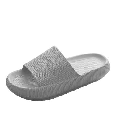 Sliders Cloud Slippers Women Men Non-Slip Mens Womens Slippers Cloud Sliders Soft Flip Flops with Thick Sole for Shower Bathroom Pool Beach 4.5 UK Grey