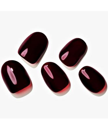 GLAMERMAID Red Press on Nails - Short Oval Halloween Gothic Handmade Jelly Gel Nails | Reusable Acrylic False Nails Manicure Kits for Women | Perfect Gift Amaretto Delight - Buy Online on GoSupps.com
