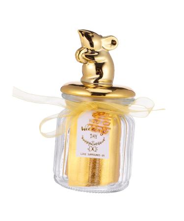 Ciieeo 1pc Box Glass Candy Box Gift Jar Gilded