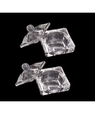 JIHUOO 2 Pieces Clear Dappen Glass Nail Art Cup Glass Bowl Liquid Powder Dappen Dish Container with Lid D