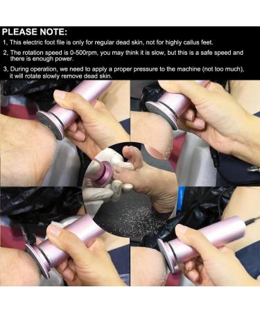 Adjustable Speed Electric Foot Callus Remover with 60 Replacement Sandpaper Discs | Powerful Pedicure Electronic Foot File for Dead Dry Hard Skin Calluses | Pink - Buy Online on GoSupps.com