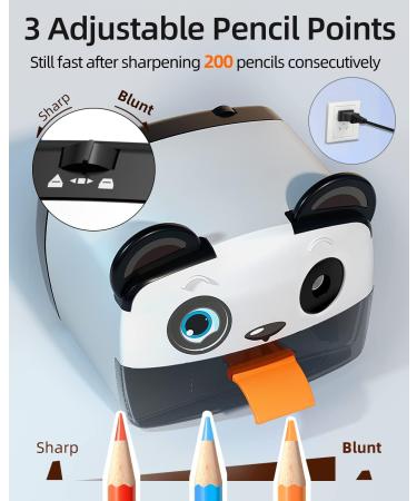 ZMOL Electric Pencil Sharpener Heavy Duty Pencil Sharpeners for Classroom Cute Pencil Sharpener Plug in for Kids Auto-Stop Pencil Sharpener for No.2 / Colored Pencils Best Electric Pencil Sharpener Panda - Buy Online on GoSupps.com