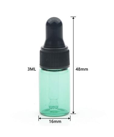 Unxuey 20 Pack 3ml Green Glass Dropper Bottles with Pipettes Dropper Essential Oil Eye Drops Vials with Black Screw Cap Perfume DIY Beauty Travel Sample Vials - Buy Online on GoSupps.com