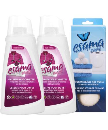 ESAMA 2x1L down detergent + dryer balls 3-pack as a set