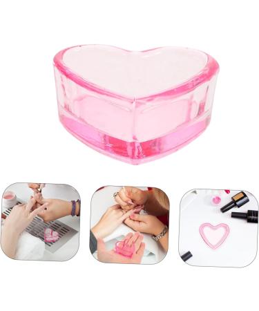 Baluue Dappen Dish for Acrylic Nails Heart Shaped Glass Crystal Acrylic Nail Cup with Lid Liquid Powder Dappen Bowl Dish Nail Manicure Tool Supply Pink - Buy Online on GoSupps.com