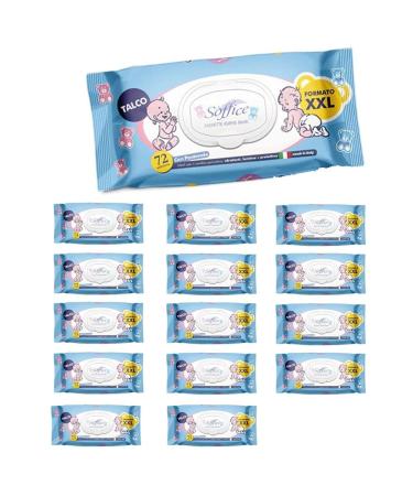 Soffice children's wipes talcum XXL Maxi format with lid 15 packs x 72 wipes 400 g