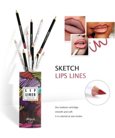 Colorful Lip Pencil (12pcs) - Soft and Smooth Lip Line Prevent Lip Gloss Overflow Easy to Draw and Color Long Lasting Makeup - Professional Size - Buy Online on GoSupps.com