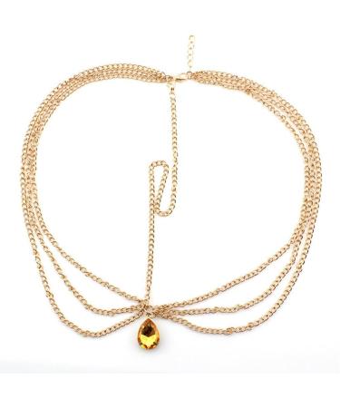 Denifery Bridal Boho Head Chain | Silver & Gold Rhinestone Headpiece | Bohemian Wedding Hair Accessories - Buy Online on GoSupps.com