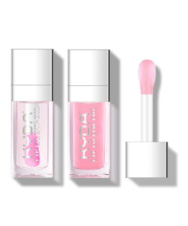 KYDA 2 Colors Hydrating Lip Glow Oil Moisturizing Lip Oil Gloss Transparent Plumping Lip Gloss  Lip Oil Tinted for Lip Care and Dry Lips  by Ownest Beauty-000+002 000+002