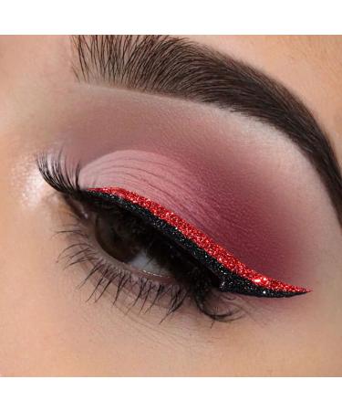 Uranian Glitter Eyeliner Stickers - Red | Instant Adhesive Eye Line Strip for Women and Girls | Reusable, Colorful Eyeshadow Tape for Party Makeup - Buy Online on GoSupps.com
