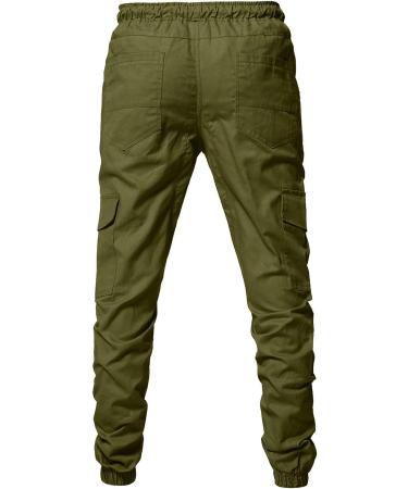 Men's Drawstring Cargo Pants | Casual Fashion Overalls with Pockets | Plus Size Army Green Trousers - Buy Online on GoSupps.com